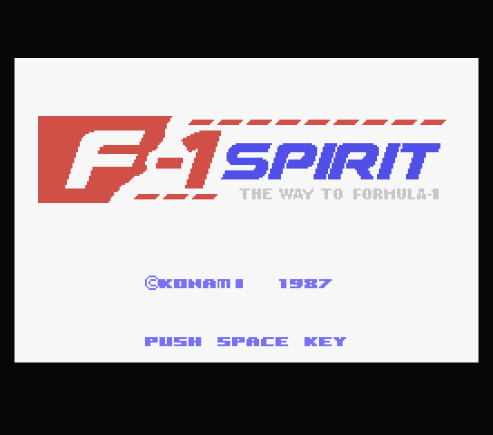 F-1 Spirit - The Way To Formula-1 title screen for MSX